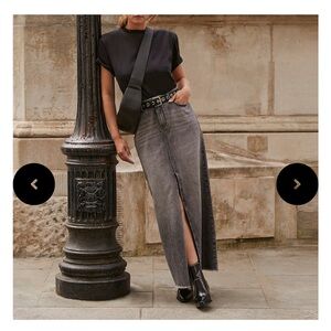 NWT Mint Velvet Midi/Maxi Denim Skirt, 100% Cotton, Size US 8, Grey Wash